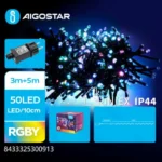 Χριστουγεννιάτικα Λαμπάκια Ρεύματος με Πράσινο Καλώδιο 5m με Λευκό Ψυχρό Φωτισμό και 8 Προγράμματα Λειτουργίας 30091