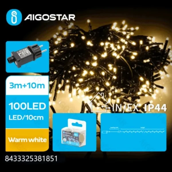 Χριστουγεννιάτικα Λαμπάκια Ρεύματος με Πράσινο Καλώδιο 5m με Θερμό Φωτισμό και 8 Προγράμματα Λειτουργίας 30088