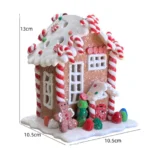 Χριστουγεννιάτικο Διακοσμητικό Σπιτάκι Ζαχαρωτών, Πήλινο με Φως και Μουσική - (13x10,5x10.5cm)