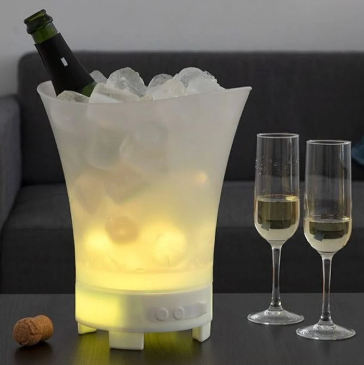 Φωτιζόμενη Ακρυλική Σαμπανιέρα - Δοχείο Πάγου με Επαναφορτιζόμενο Ηχείο 5W & Bluetooth LED RGB
