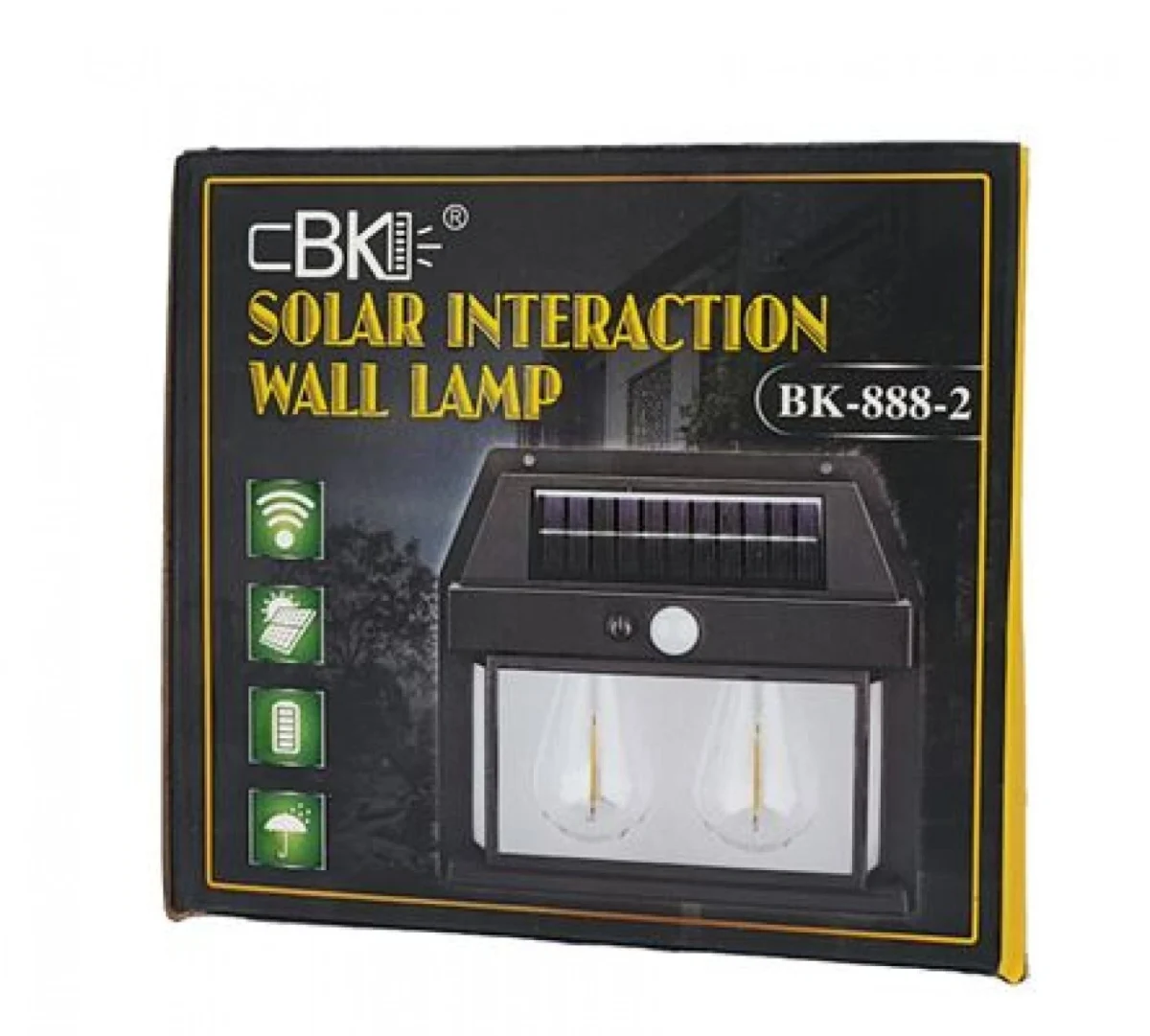 Ηλιακό Φωτιστικό LED 3W με 3 Λάμπες – Μαύρο Solar Interaction Wall Lamp BK-888-3