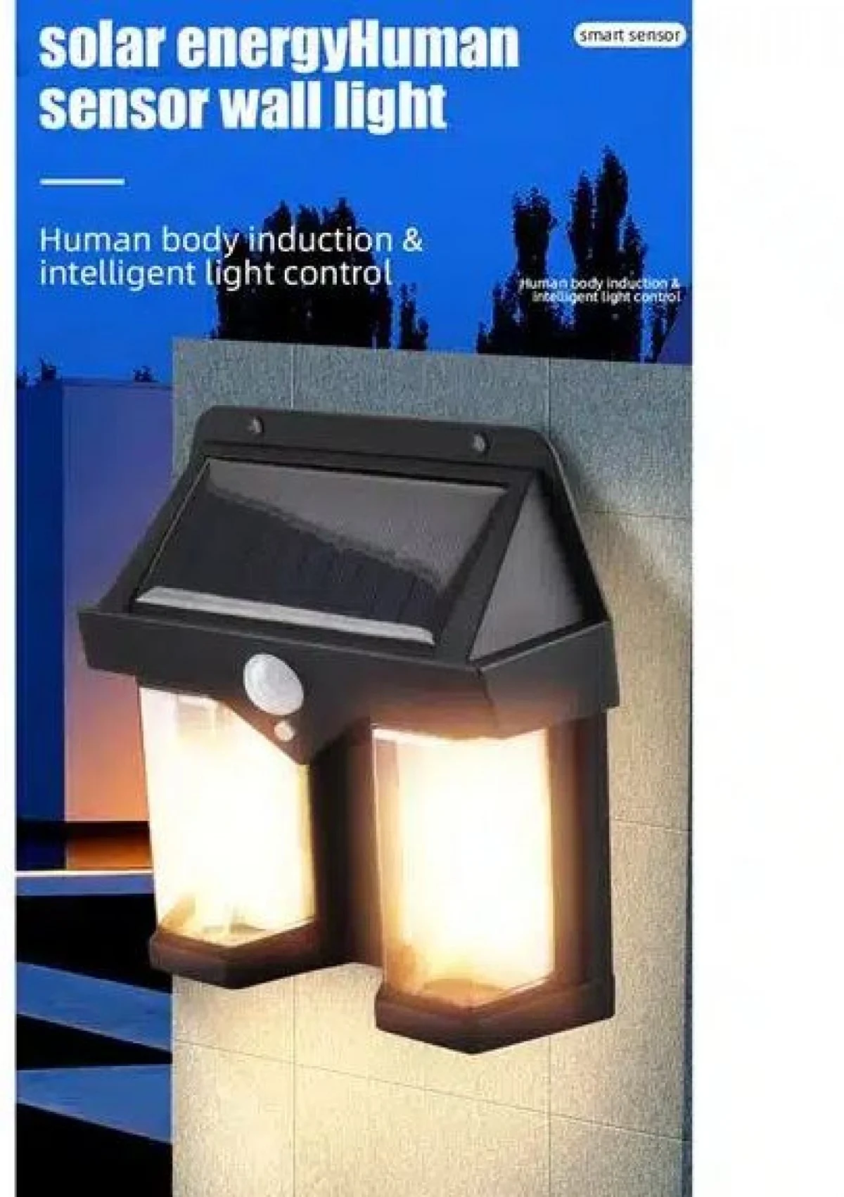 LED Ηλιακό Επαναφορτιζόμενο Επιτοίχιο Φωτιστικό 10W με Αισθητήρα Κίνησης & Ψυχρό Λευκό Φωτισμό