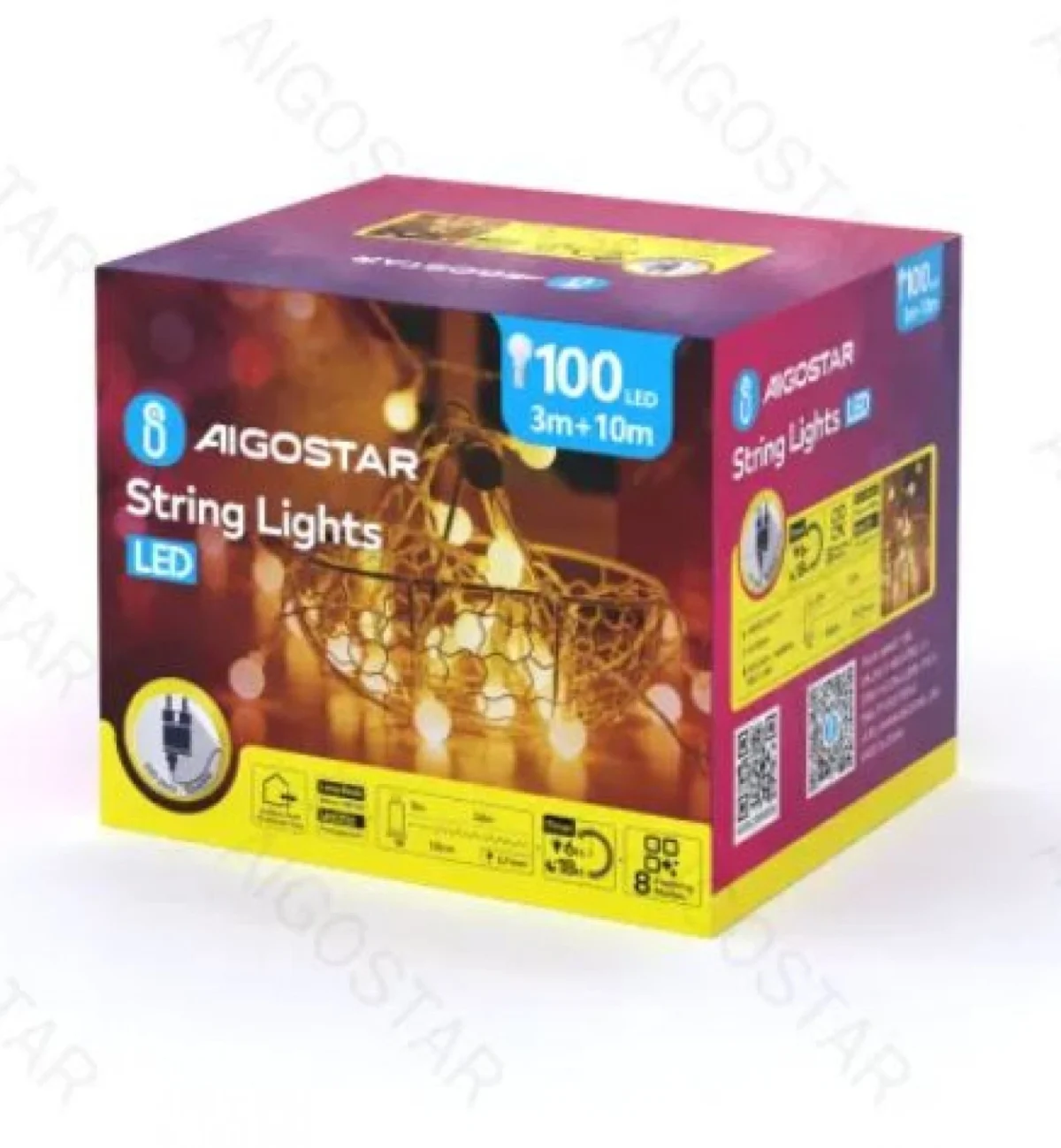 Χριστουγεννιάτικα Λαμπάκια Ρεύματος με Διάφανο Καλώδιο 10m με Θερμό Φωτισμό και 8 Προγράμματα Λειτουργίας 30064