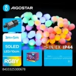 Χριστουγεννιάτικα Λαμπάκια Ρεύματος με Διάφανο Καλώδιο 5m με Πολύχρωμο Φωτισμό και 8 Προγράμματα Λειτουργίας 30067