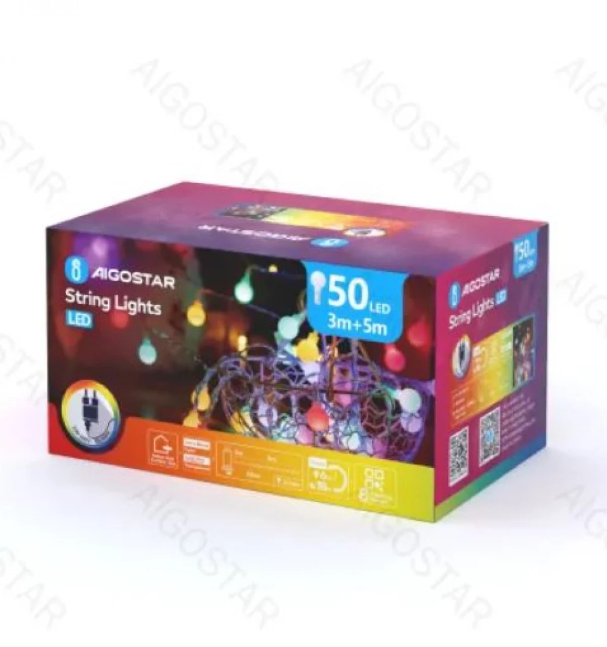 Χριστουγεννιάτικα Λαμπάκια Ρεύματος με Διάφανο Καλώδιο 5m με Πολύχρωμο Φωτισμό και 8 Προγράμματα Λειτουργίας 30067