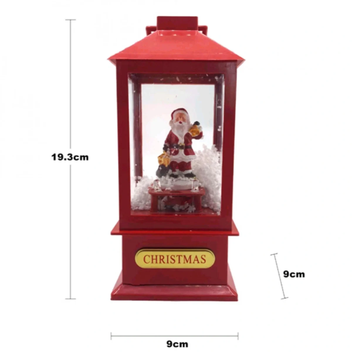 Χριστουγεννιάτικο Διακοσμητικό Φανάρι Άγιος Βασίλης με Εφέ Χιονιού