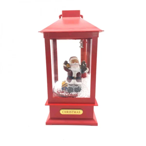 Μεγάλο Χριστουγεννιάτικο Διακοσμητικό Φανάρι Άγιος Βασίλης με Εφέ Χιονιού