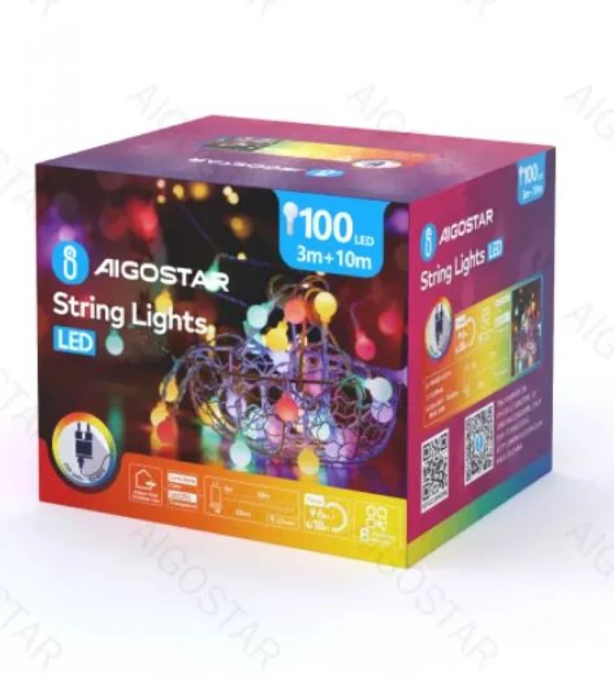 Χριστουγεννιάτικα Λαμπάκια Ρεύματος με Διάφανο Καλώδιο 10m με Πολύχρωμο Φωτισμό και 8 Προγράμματα Λειτουργίας 30068