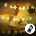 Χριστουγεννιάτικα Λαμπάκια Ρεύματος σε Σχήμα Αστεριού με Διάφανο Καλώδιο 5m με Θερμό Φωτισμό και 8 Προγράμματα Λειτουργίας 30075