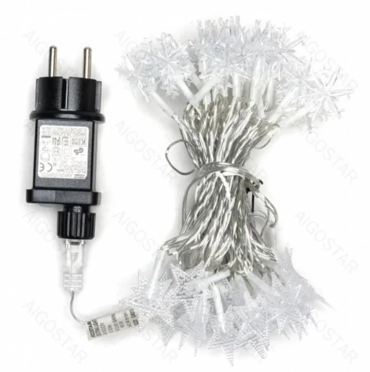 Χριστουγεννιάτικα Λαμπάκια Ρεύματος σε Σχήμα Αστεριού με Διάφανο Καλώδιο 10m με Θερμό Φωτισμό και 8 Προγράμματα Λειτουργίας 30076