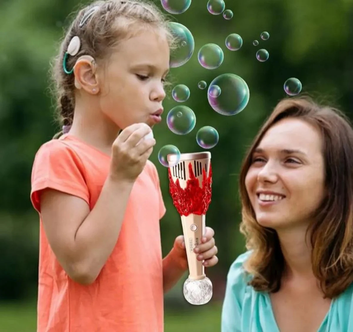 Συσκευή για Φυσαλίδες-Μπουρμπουλήθρες σε Σχήμα Πυρσού με Φως και Μουσική