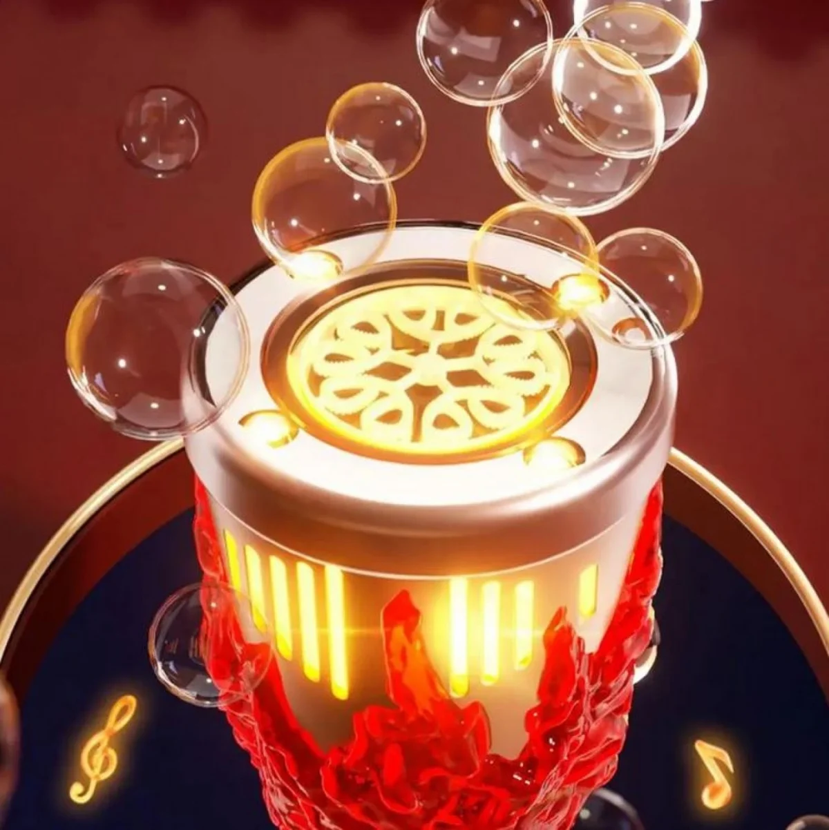 Συσκευή για Φυσαλίδες-Μπουρμπουλήθρες σε Σχήμα Πυρσού με Φως και Μουσική