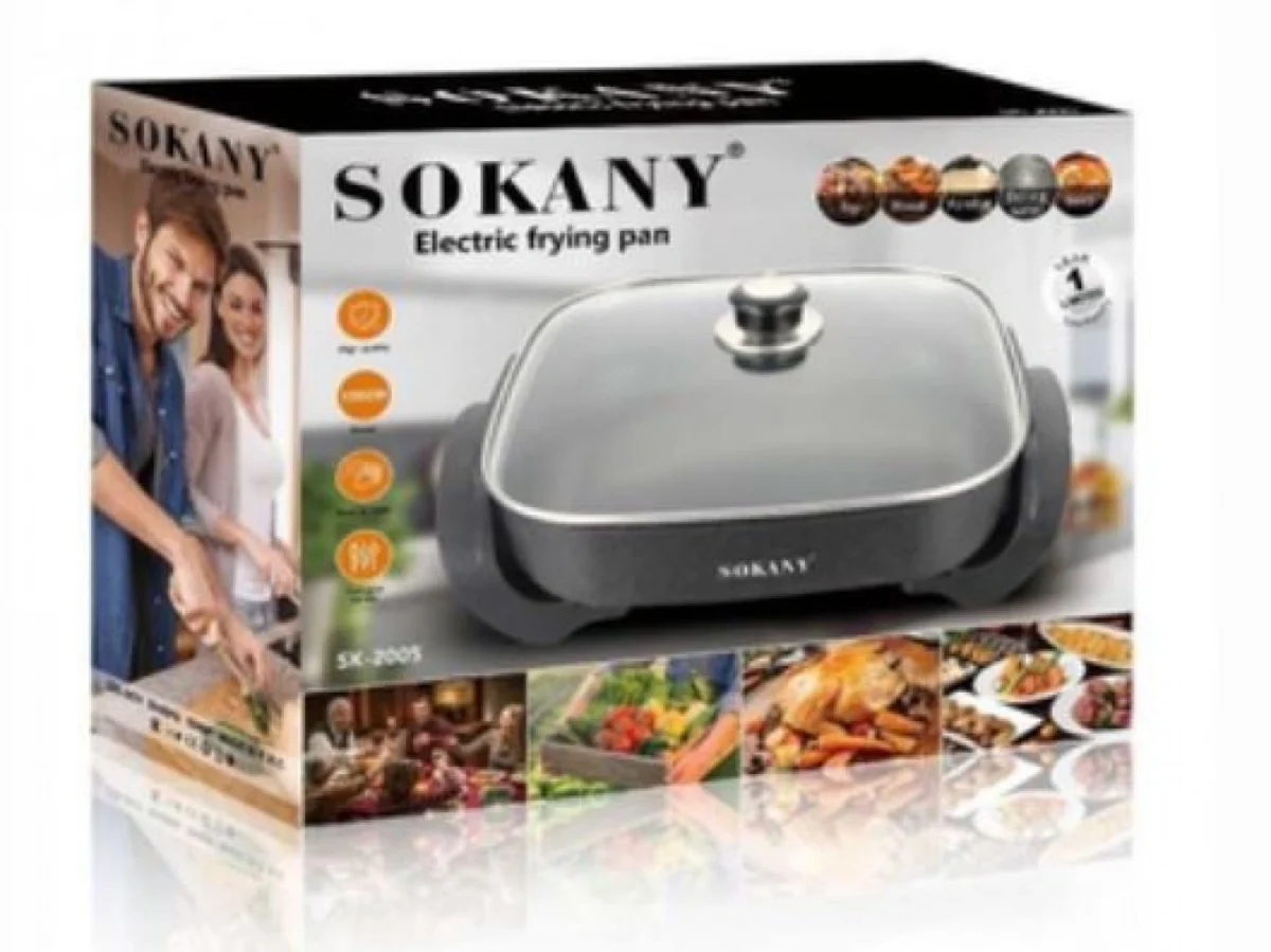 Ηλεκτρικό Αντικολλητικό Τηγάνι 1500W με Ρυθμιζόμενο Θερμοστάτη Sokany SK-2005