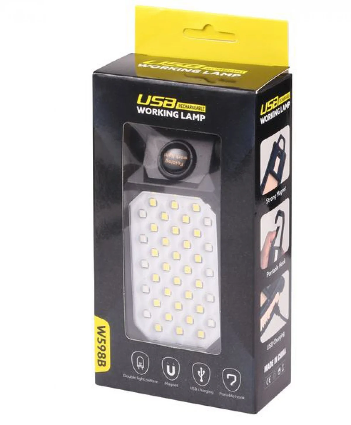 W598B Επαναφορτιζόμενο Φωτιστικό Εργασίας Camping με Φακό και 28 Λευκά και 10 Μπλε/Κόκκινα LED