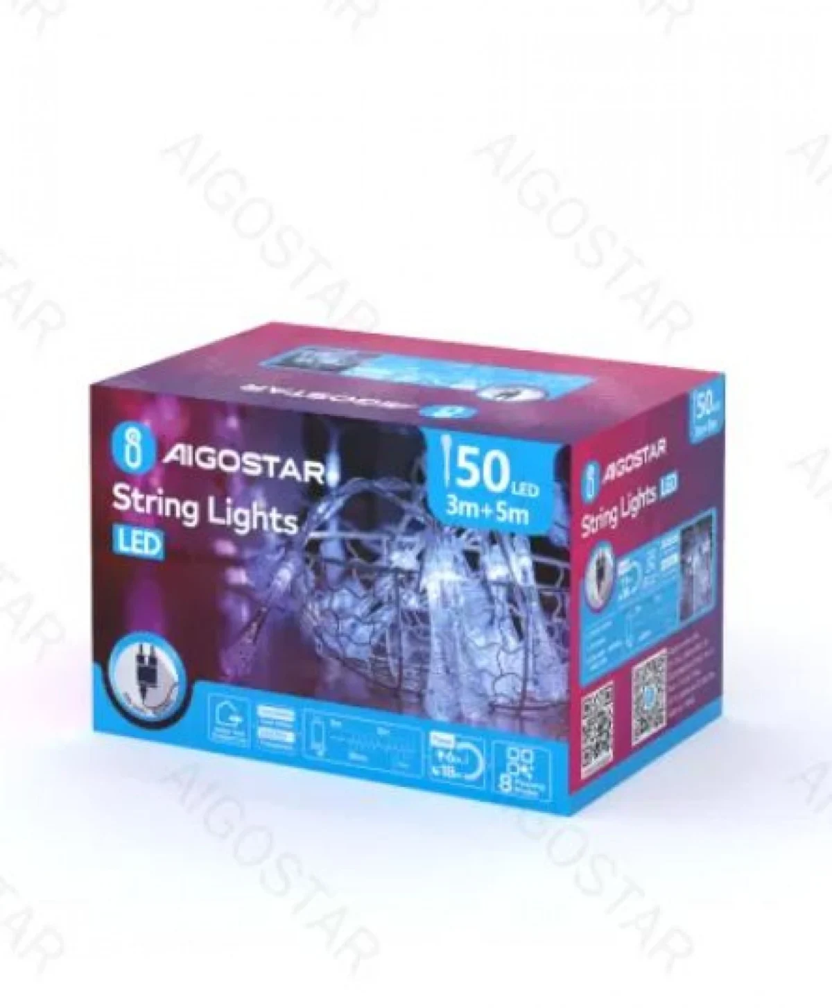 Χριστουγεννιάτικα Λαμπάκια Ρεύματος σε Σχήμα Σταλακτίτη με Διάφανο Καλώδιο 5m με Λευκό Ψυχρό Φωτισμό και 8 Προγράμματα Λειτουργίας 30083