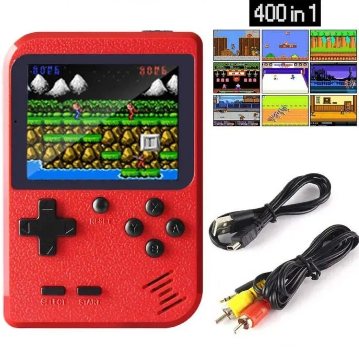 Ρετρό Επαναφορτιζόμενη Κονσόλα Παιχνιδιών SUP με 400 Παιχνίδια και Χειριστήριο για TV Κόκκινο