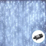 Χριστουγεννιάτικα Λαμπάκια Κουρτίνα Ρεύματος με Διάφανο Καλώδιο 2x2m με Ψυχρό Λευκό Φωτισμό και 8 Προγράμματα Λειτουργίας 30010
