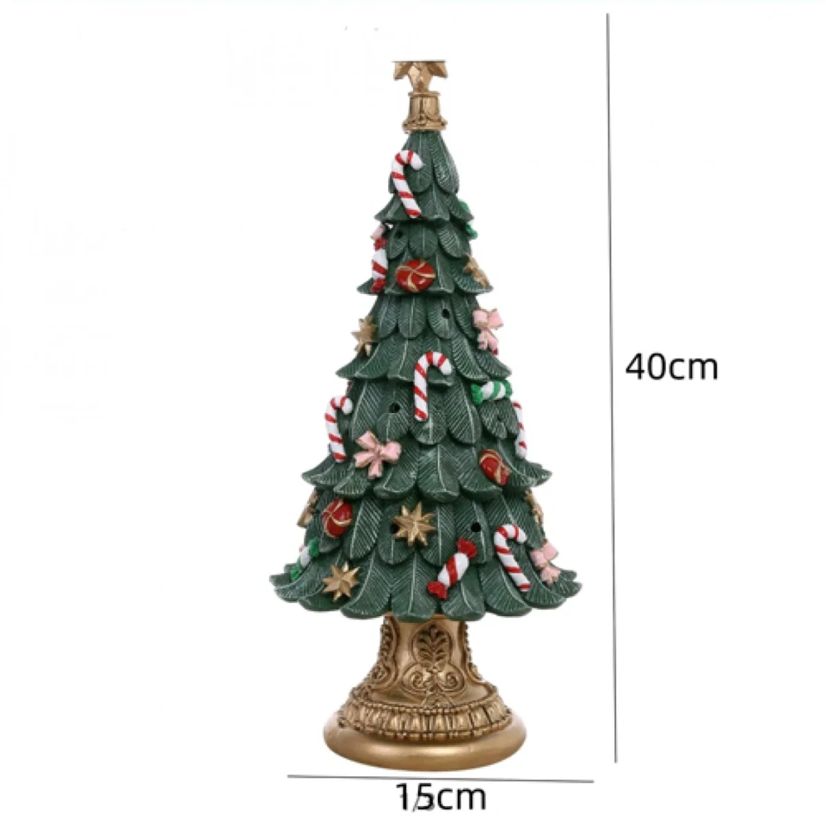 Χριστουγεννιάτικο Διακοσμητικό Δεντράκι Πήλινο Σκούρο Πράσινο με Φως και Μουσική (40x15cm)