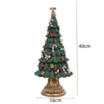 Χριστουγεννιάτικο Διακοσμητικό Δεντράκι Πήλινο Σκούρο Πράσινο με Φως και Μουσική (40x15cm)