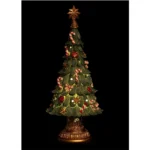 Χριστουγεννιάτικο Διακοσμητικό Δεντράκι Πήλινο Σκούρο Πράσινο με Φως και Μουσική (40x15cm)