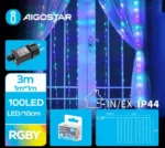 Χριστουγεννιάτικα Λαμπάκια Κουρτίνα Ρεύματος με Διάφανο Καλώδιο 1.5x1.5m με Πολύχρωμο Φωτισμό και 8 Προγράμματα Λειτουργίας 30012