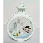 Χριστουγεννιάτικo Λευκό Κρεμαστό Φαναράκι, Στολίδι με Χιονάνθρωπο - LED.