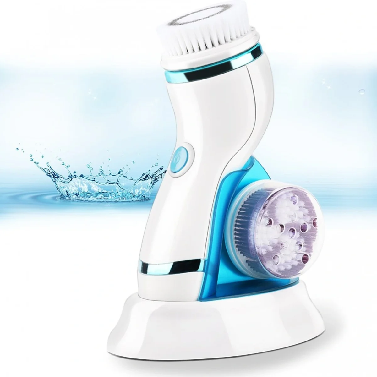 Ηλεκτρική Βούρτσα Καθαρισμού Προσώπου Περιστρεφόμενη με 4 Κεφαλές AE-8286 Μπλε