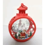 Χριστουγεννιάτικo Κόκκινο Κρεμαστό Φαναράκι, Στολίδι με τον Άγιο Βασίλη - LED.