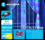 Χριστουγεννιάτικα Λαμπάκια Κουρτίνα Ρεύματος με Διάφανο Καλώδιο 3x3m με Πολύχρωμο Φωτισμό και 8 Προγράμματα Λειτουργίας 30014