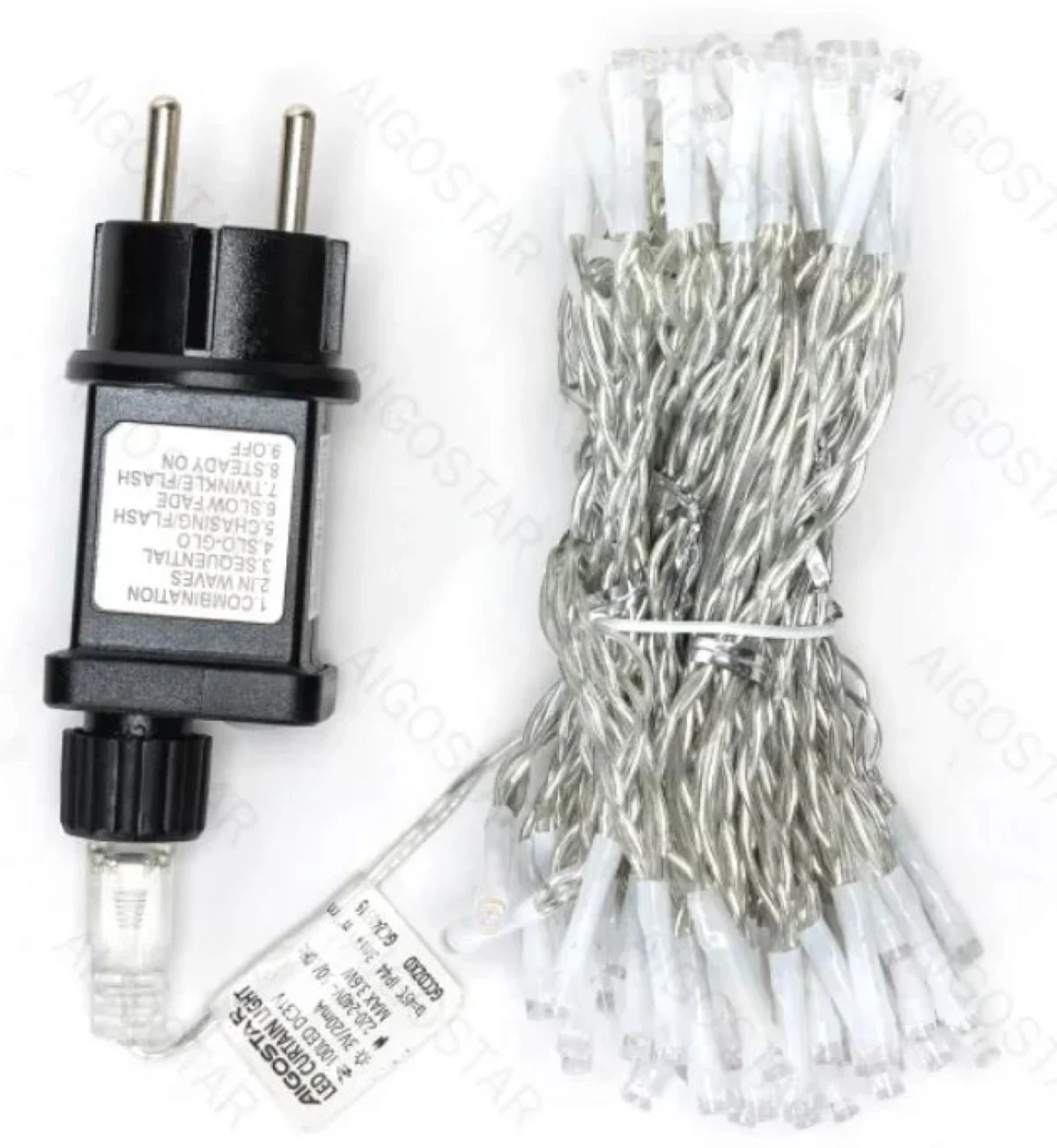 Χριστουγεννιάτικα Λαμπάκια Κουρτίνα Ρεύματος με Διάφανο Καλώδιο 3x3m με Πολύχρωμο Φωτισμό και 8 Προγράμματα Λειτουργίας 30014