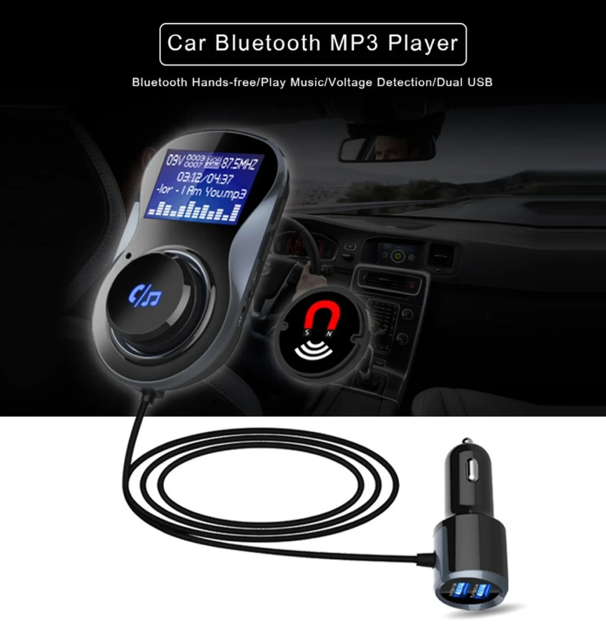 Ασύρματο Bluetooth Handsfree MP3 Player Αυτοκινήτου με Φορτιστή USB & Οθόνη LCD