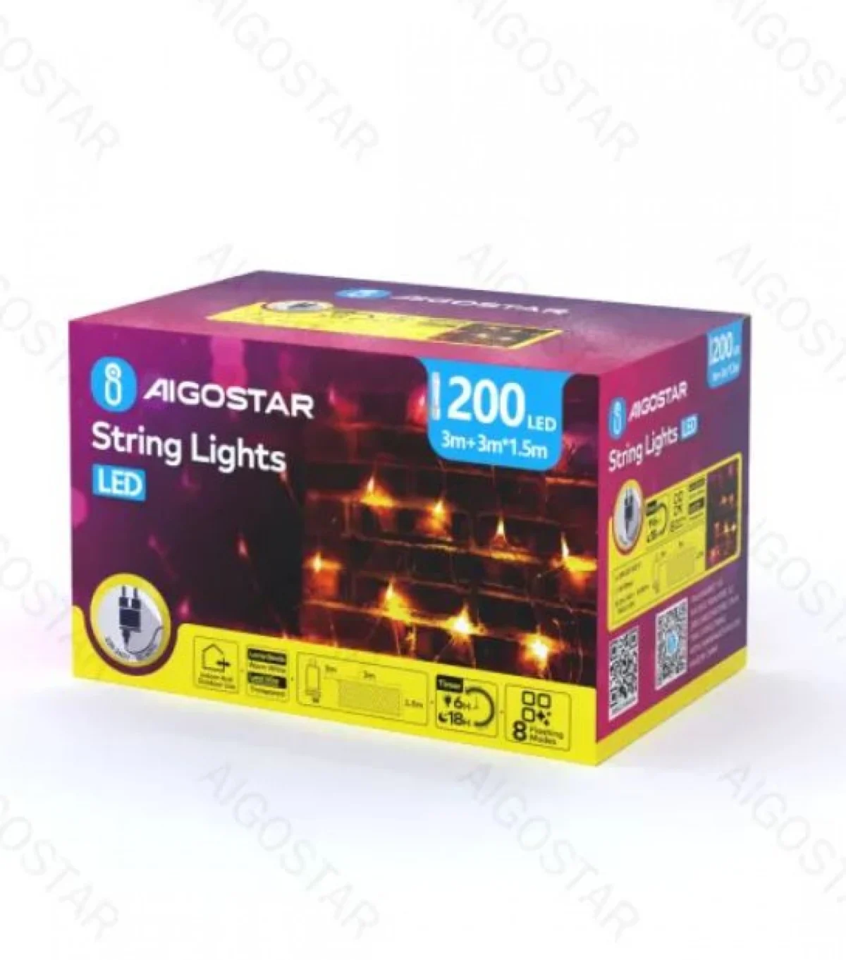 Χριστουγεννιάτικα Λαμπάκια Πλέγμα Δίχτυ Ρεύματος με Διάφανο Καλώδιο 1,5x3m με Θερμό Φωτισμό και 8 Προγράμματα Λειτουργίας 30040