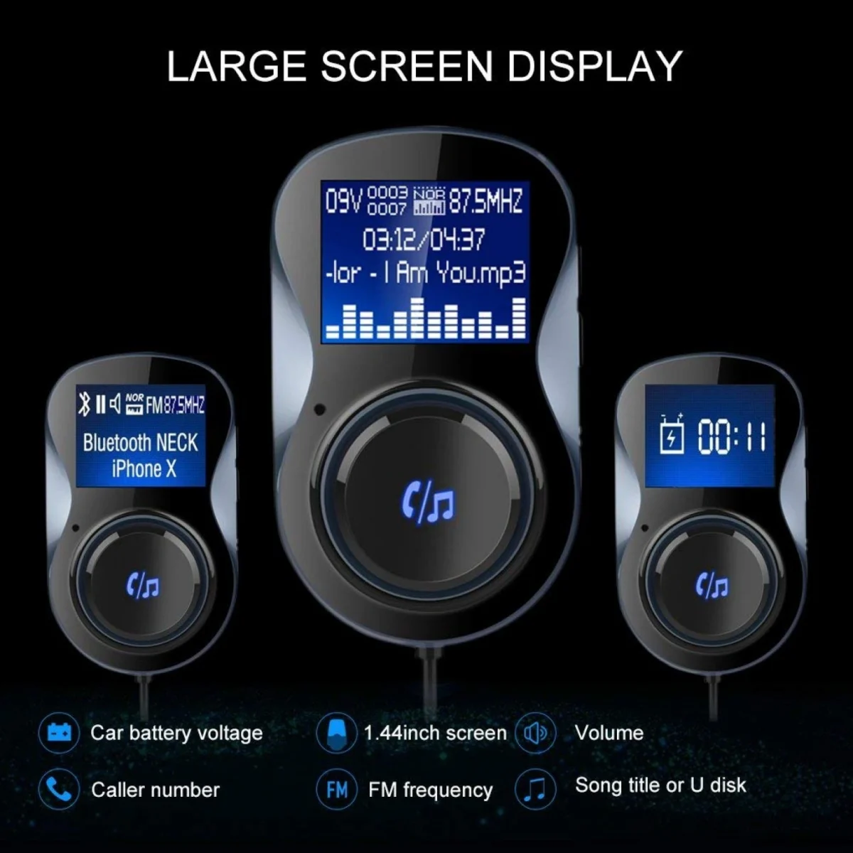 Ασύρματο Bluetooth Handsfree MP3 Player Αυτοκινήτου με Φορτιστή USB & Οθόνη LCD