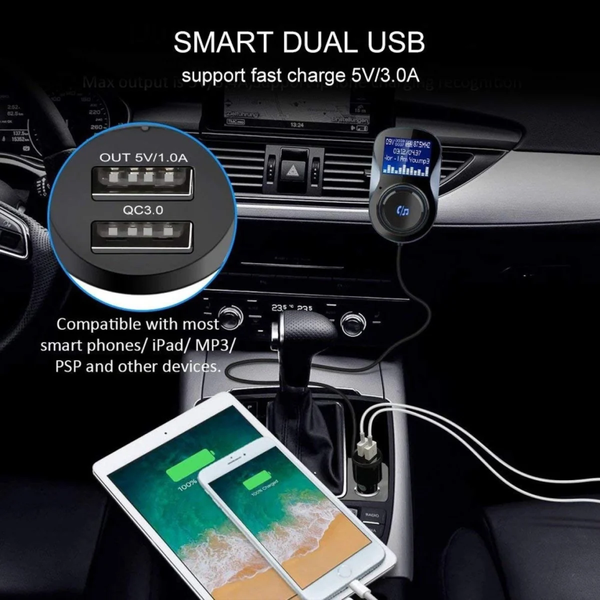 Ασύρματο Bluetooth Handsfree MP3 Player Αυτοκινήτου με Φορτιστή USB & Οθόνη LCD