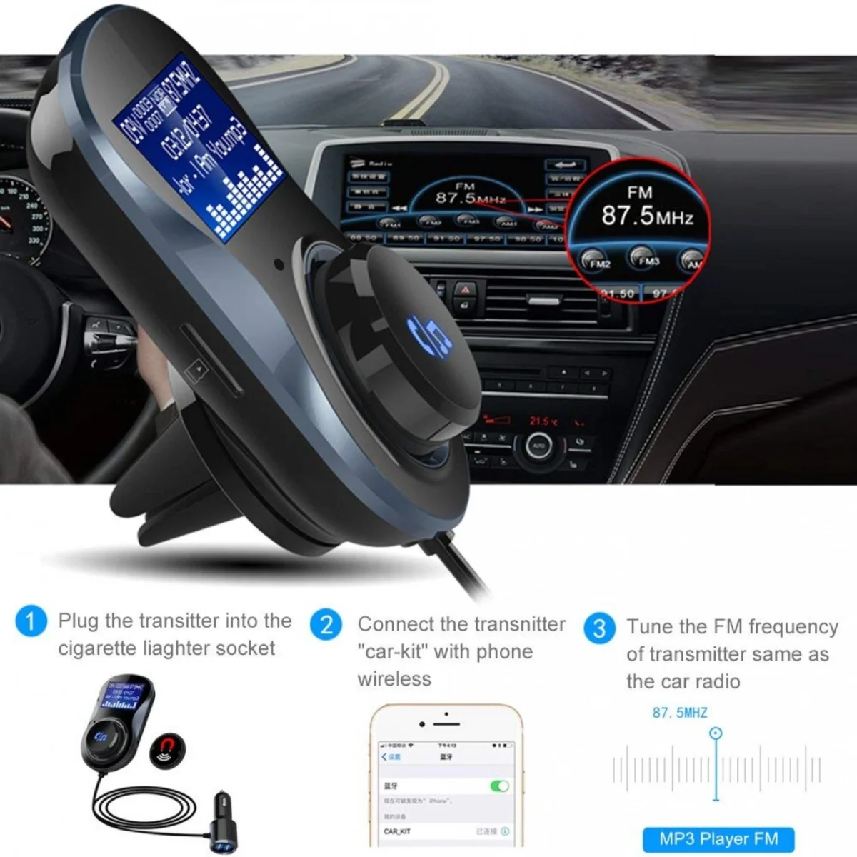 Ασύρματο Bluetooth Handsfree MP3 Player Αυτοκινήτου με Φορτιστή USB & Οθόνη LCD