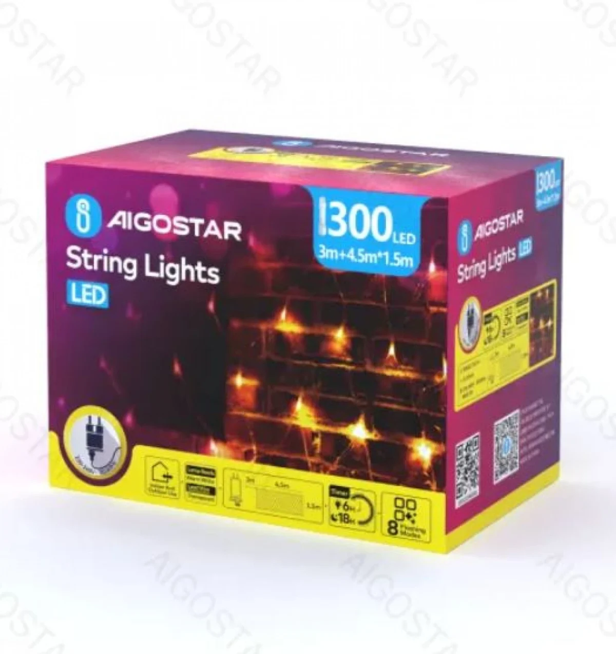 Χριστουγεννιάτικα Λαμπάκια Πλέγμα Δίχτυ Ρεύματος με Διάφανο Καλώδιο 1,5x4.5m με Θερμό Φωτισμό και 8 Προγράμματα Λειτουργίας 30041