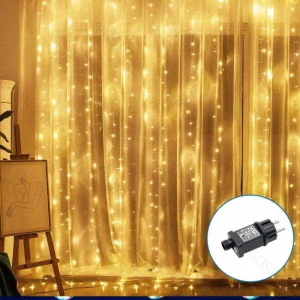 Χριστουγεννιάτικα Λαμπάκια Κουρτίνα Ρεύματος με Διάφανο Καλώδιο 1x1m με Θερμό Φωτισμό και 8 Προγράμματα Λειτουργίας 30530