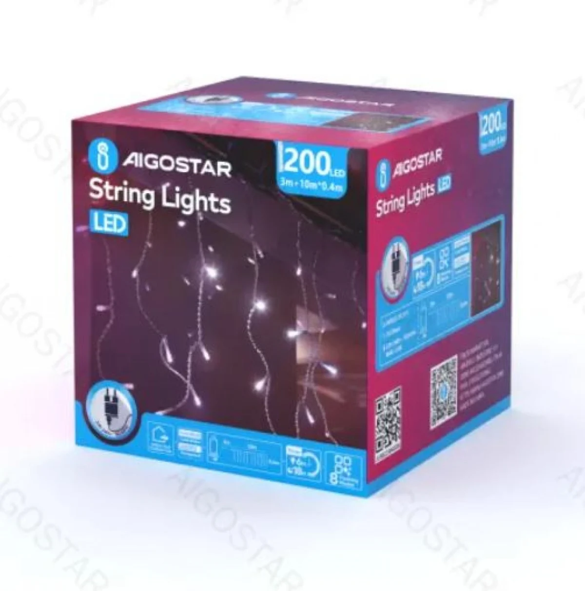 Χριστουγεννιάτικα Λαμπάκια Βροχή Ρεύματος με Διάφανο Καλώδιο 10x0,4m με Λευκό Ψυχρό Φωτισμό και 8 Προγράμματα Λειτουργίας 30020