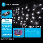 Χριστουγεννιάτικα Λαμπάκια Βροχή Ρεύματος με Διάφανο Καλώδιο 15x0,4m με Λευκό Ψυχρό Φωτισμό και 8 Προγράμματα Λειτουργίας 30021