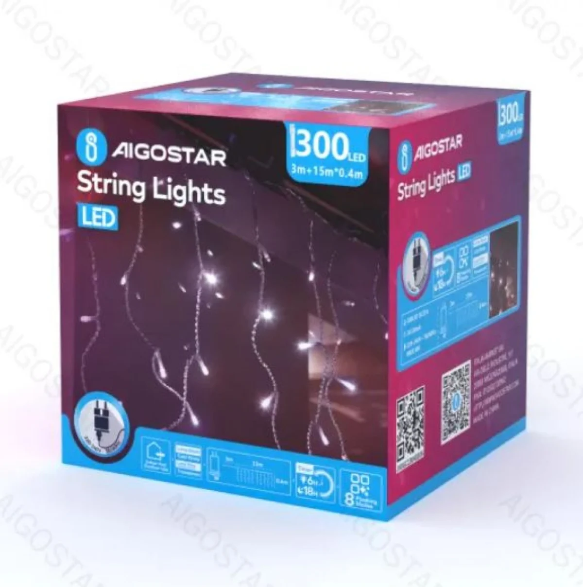 Χριστουγεννιάτικα Λαμπάκια Βροχή Ρεύματος με Διάφανο Καλώδιο 15x0,4m με Λευκό Ψυχρό Φωτισμό και 8 Προγράμματα Λειτουργίας 30021