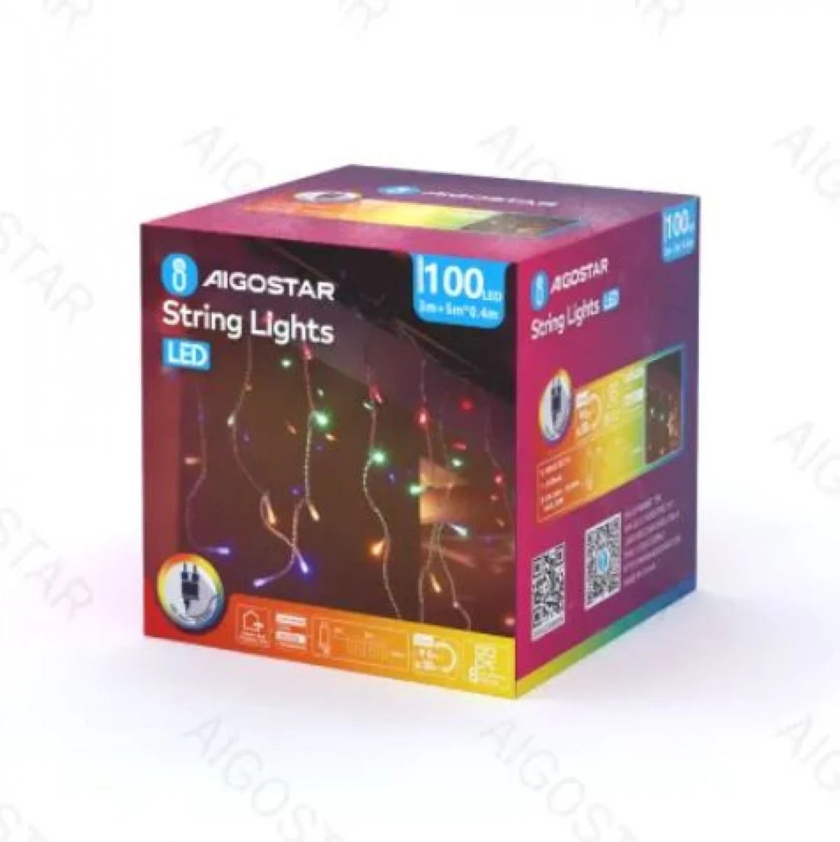 Χριστουγεννιάτικα Λαμπάκια Βροχή Ρεύματος με Διάφανο Καλώδιο 5x0,4m με Πολύχρωμο Φωτισμό και 8 Προγράμματα Λειτουργίας 30023