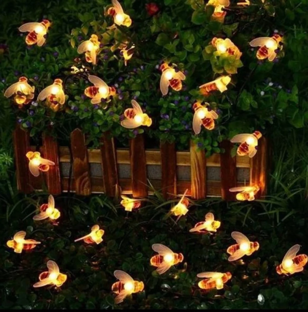 Ηλιακή Αδιάβροχη Γιρλάντα 6.5m Μέλισσες 30τμχ – Πράσινο Καλώδιο και 8 Διαφορετικές Λειτουργίες σε Θερμό Λευκό Φωτισμό