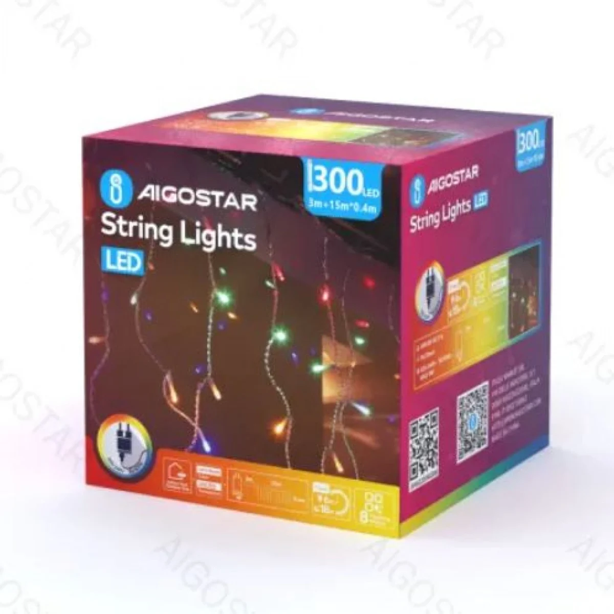 Χριστουγεννιάτικα Λαμπάκια Βροχή Ρεύματος με Διάφανο Καλώδιο 15x0,4m με Πολύχρωμο Φωτισμό και 8 Προγράμματα Λειτουργίας 30025