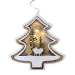 Κρεμαστό Χριστουγεννιάτικο Ξύλινο Στολίδι με Φωτισμό LED “Δέντρο με Φάτνη”.