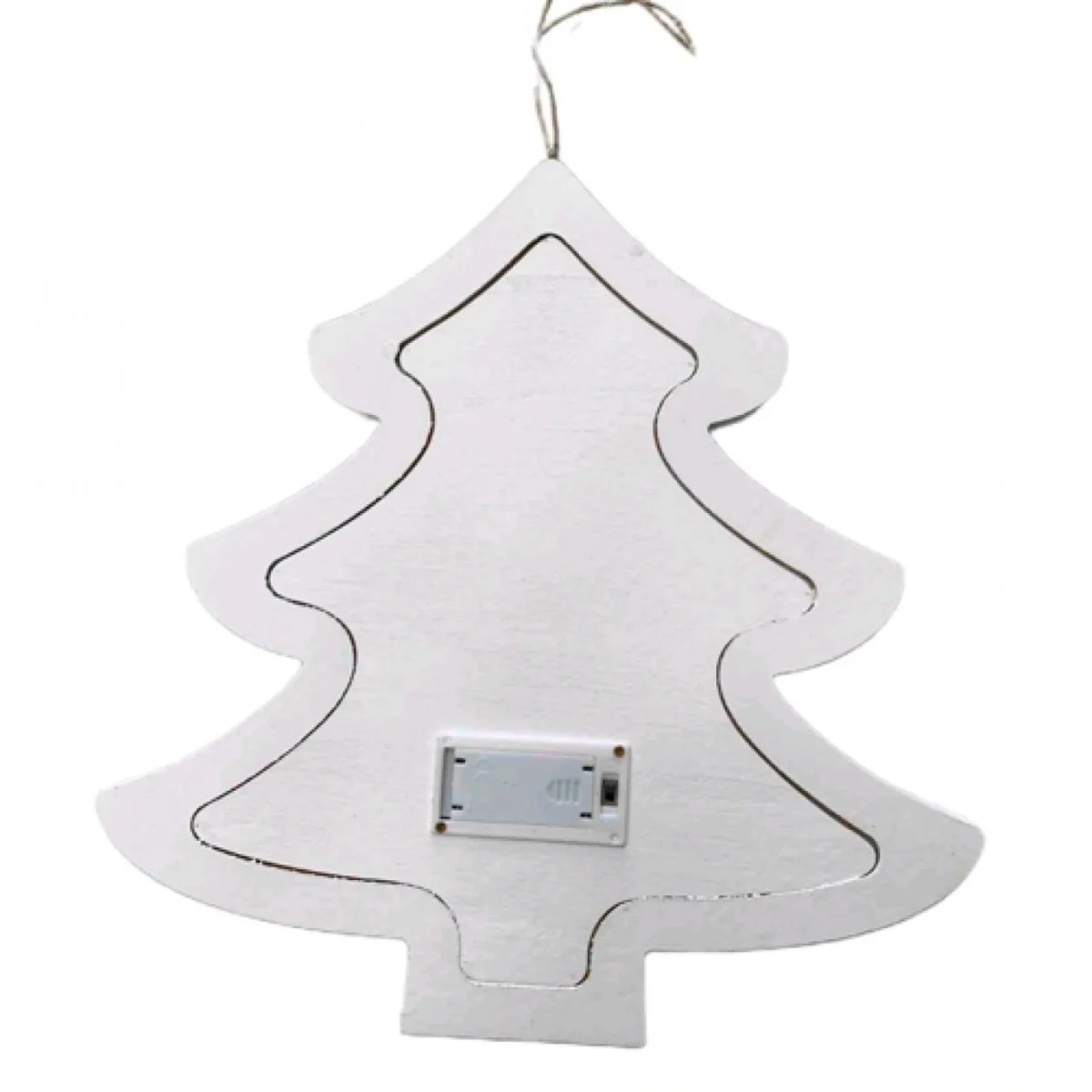 Κρεμαστό Χριστουγεννιάτικο Ξύλινο Στολίδι με Φωτισμό LED “Δέντρο με Φάτνη”.