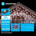 Χριστουγεννιάτικα Λαμπάκια Βροχή Ρεύματος με Διάφανο Καλώδιο 10x0,6m με Ψυχρό Λευκό Φωτισμό και 8 Προγράμματα Λειτουργίας 30032