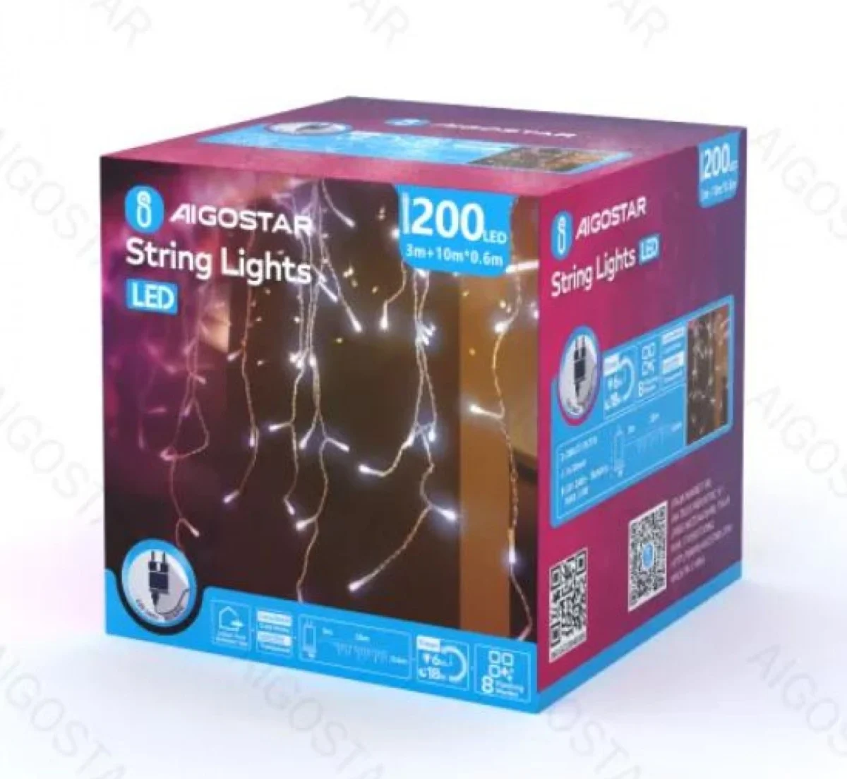 Χριστουγεννιάτικα Λαμπάκια Βροχή Ρεύματος με Διάφανο Καλώδιο 10x0,6m με Ψυχρό Λευκό Φωτισμό και 8 Προγράμματα Λειτουργίας 30032