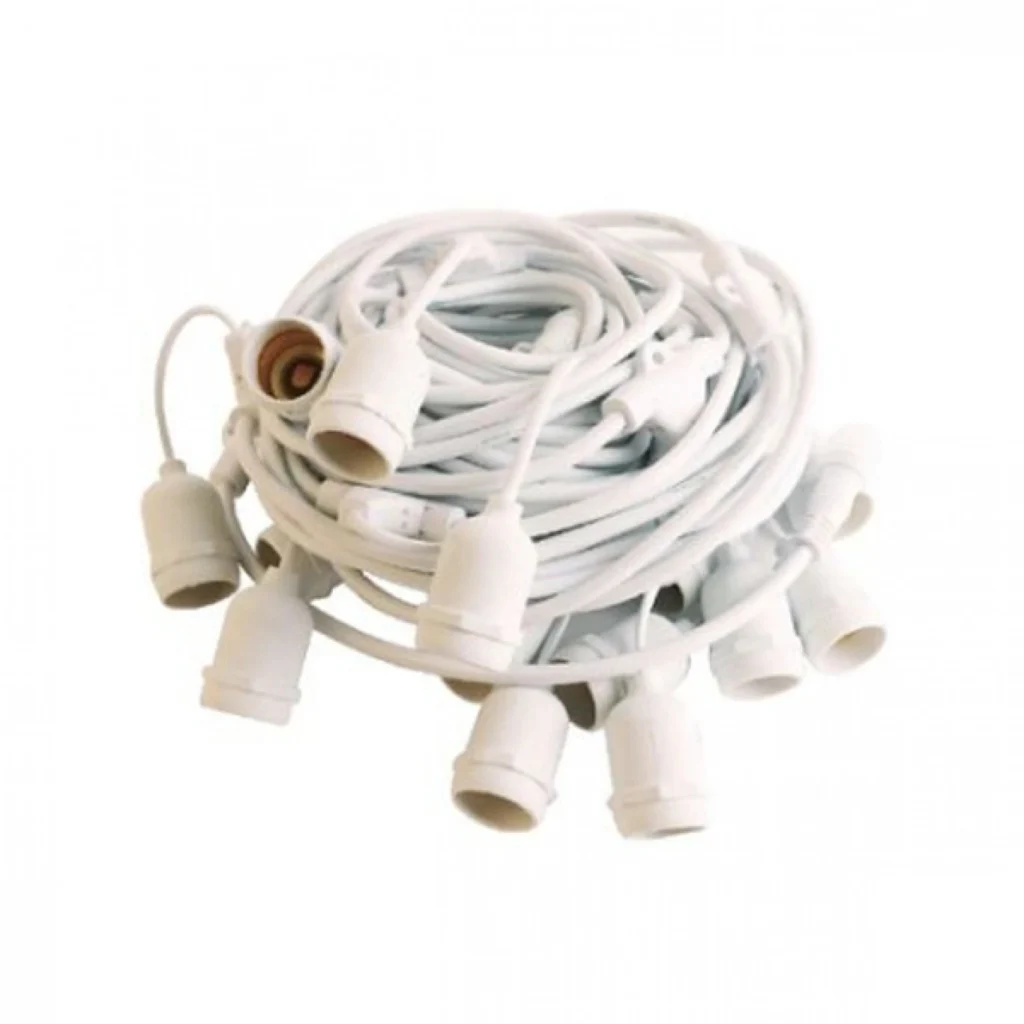 Αδιάβροχη Γιρλάντα με 10 Κρεμαστά Ντουί E27 15m Λευκή