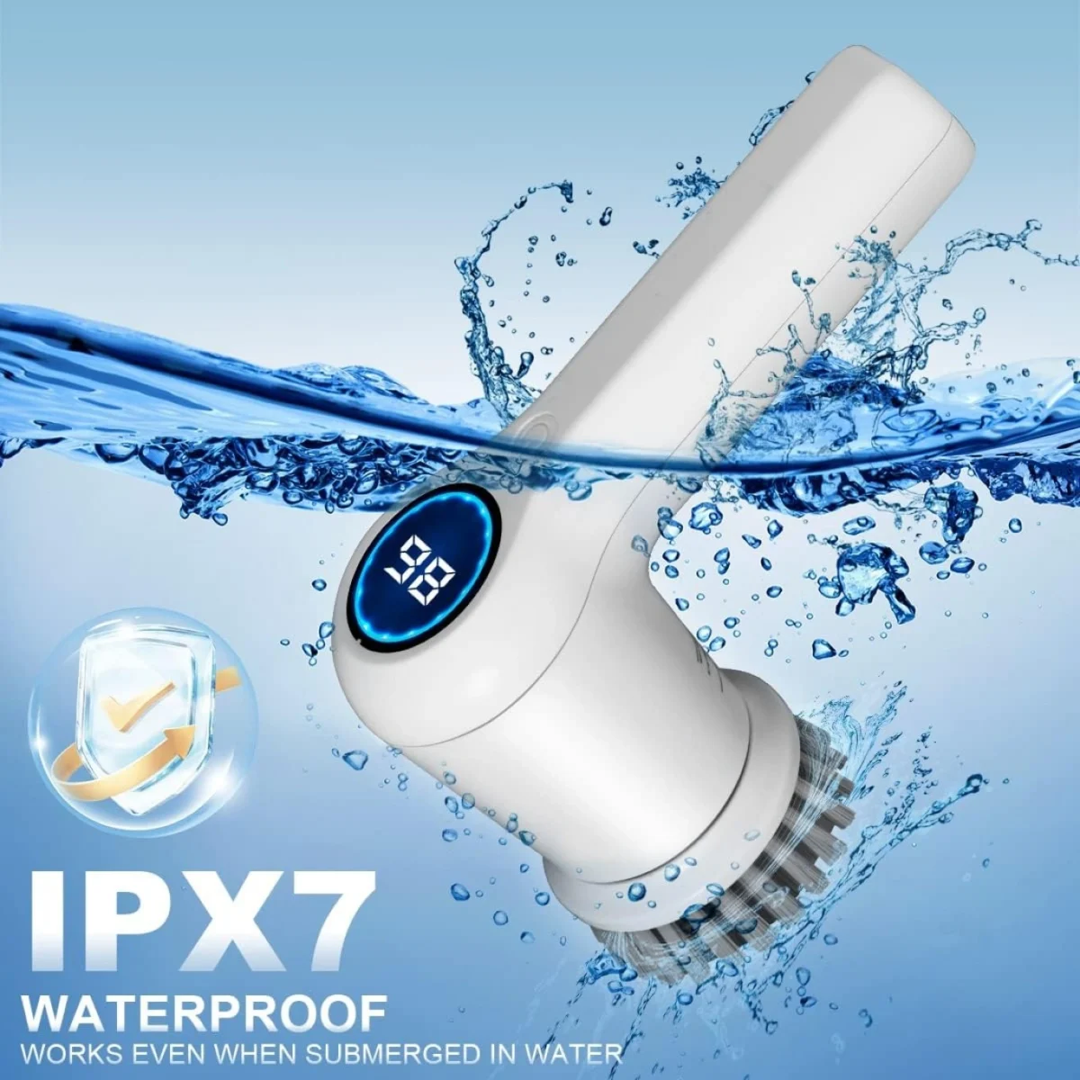 Επαναφορτιζόμενη Ασύρματη Ηλεκτρική Περιστρεφόμενη Βούρτσα Καθαρισμού με 3 Κεφαλές 3 σε 1 Rechargable Brush