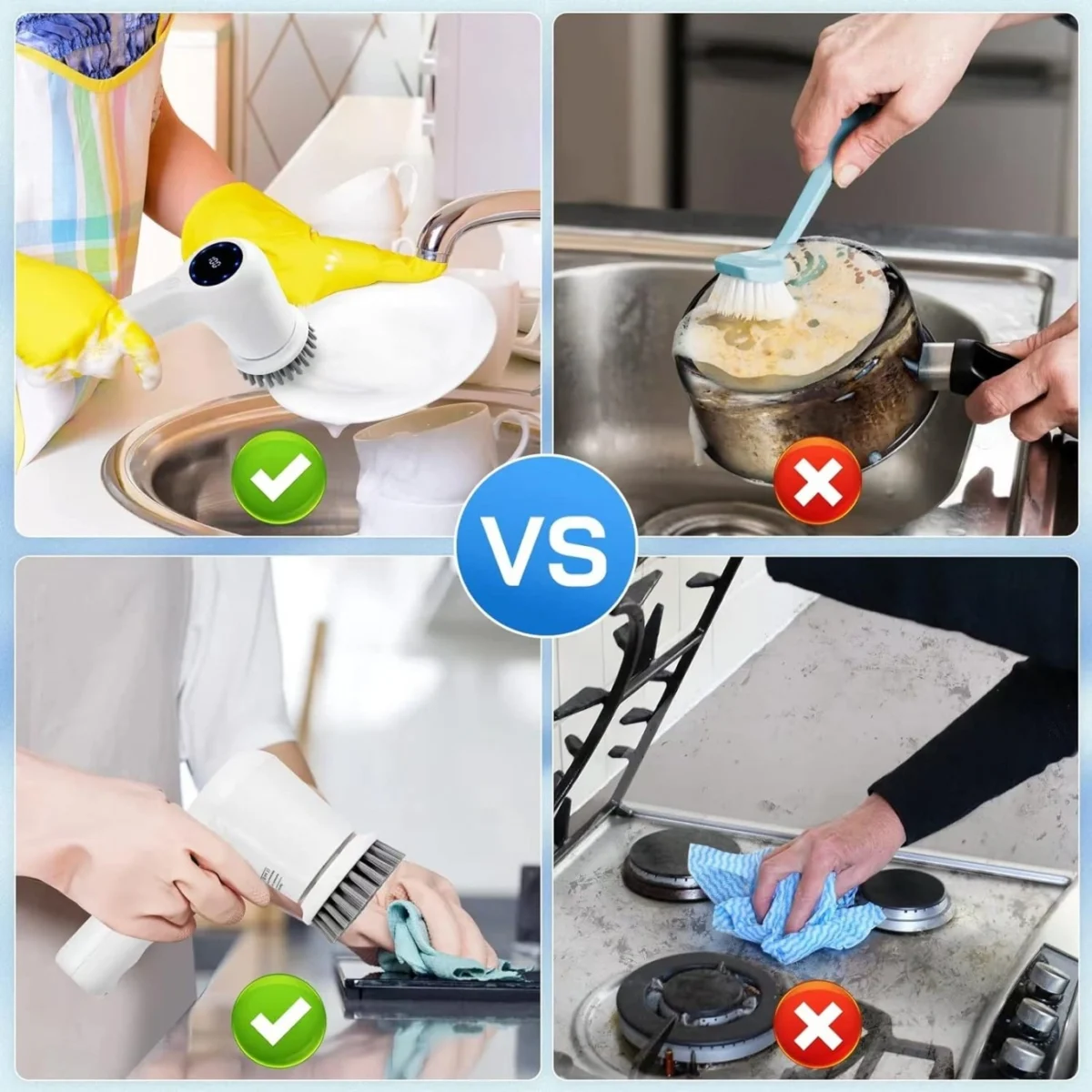 Επαναφορτιζόμενη Ασύρματη Ηλεκτρική Περιστρεφόμενη Βούρτσα Καθαρισμού με 3 Κεφαλές 3 σε 1 Rechargable Brush